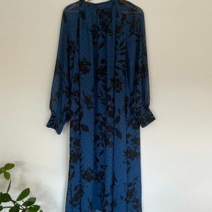 Blue and black printed H&M dress, size 14